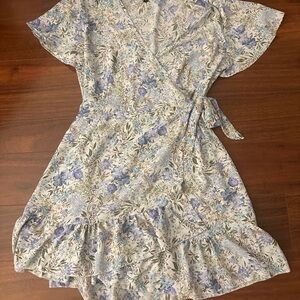 Floral Wrap Dress with Ruffle Hem